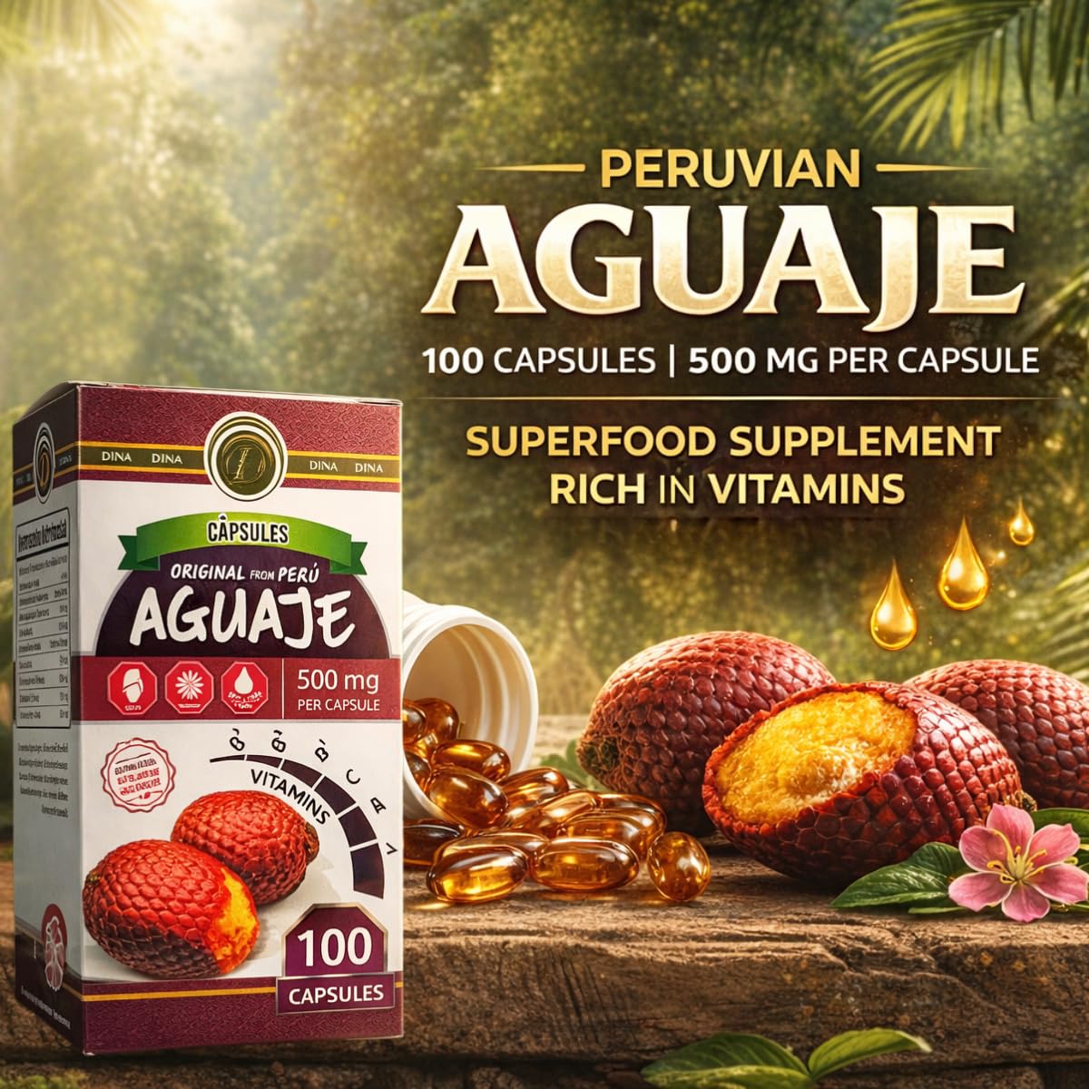 Lenico Aguaje del Peru with Vitamins - 100 Capsules - image 4
