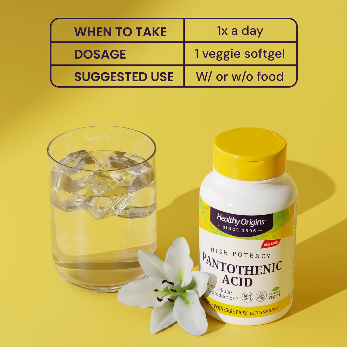 Healthy Origins Vitamin B5 Pantothenic Acid 500 mg - 240 Capsules - image 5