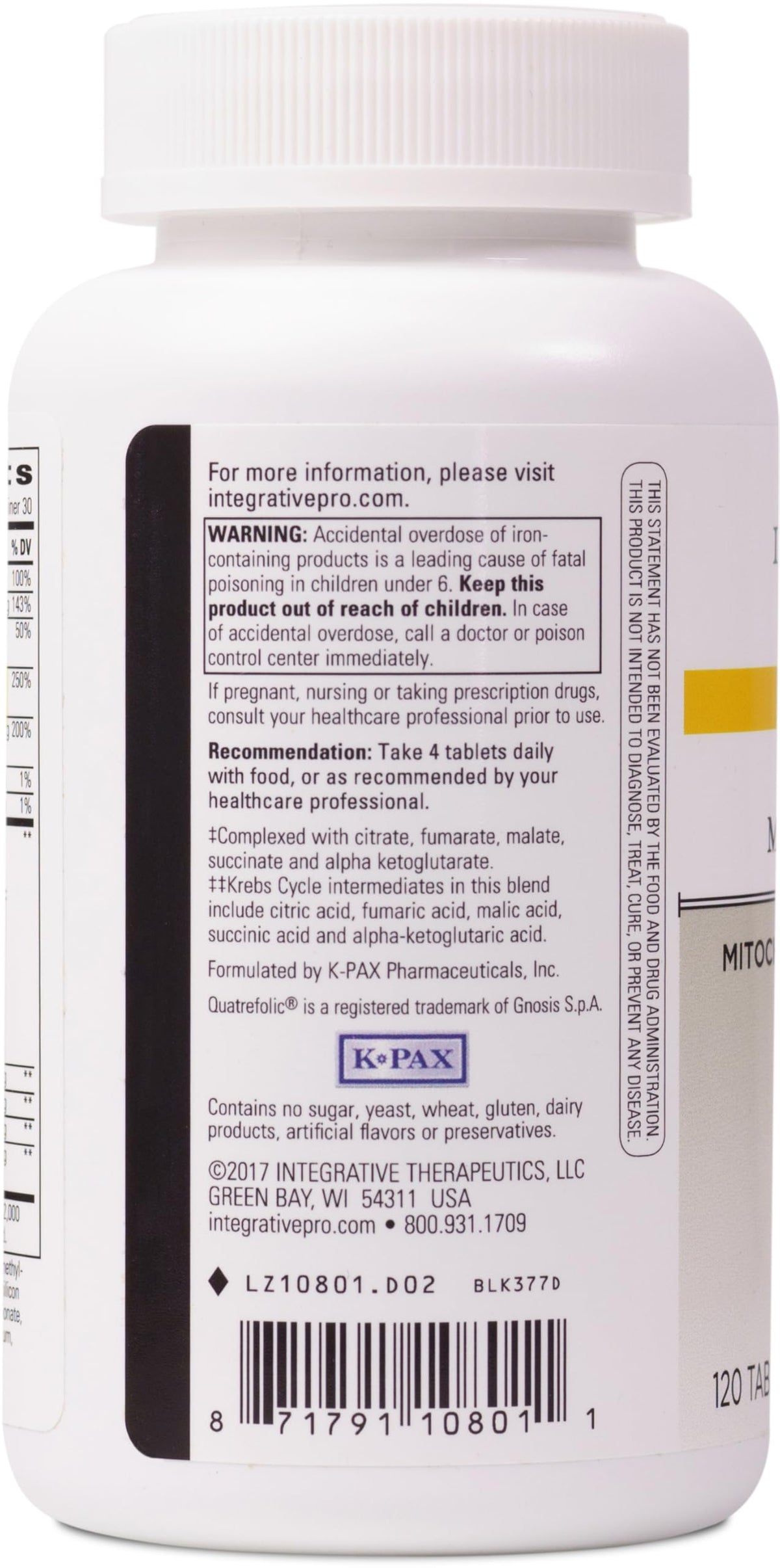 Integrative Therapeutics K-PAX MitoNutrients - 120 Tablets - image 3