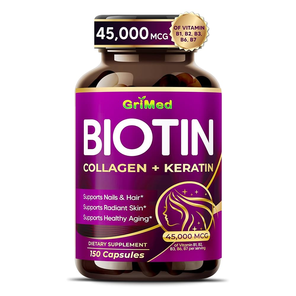 GriMed Biotin Complex 5,000 mcg with Collagen & Hyaluronic Acid - 150 Capsules