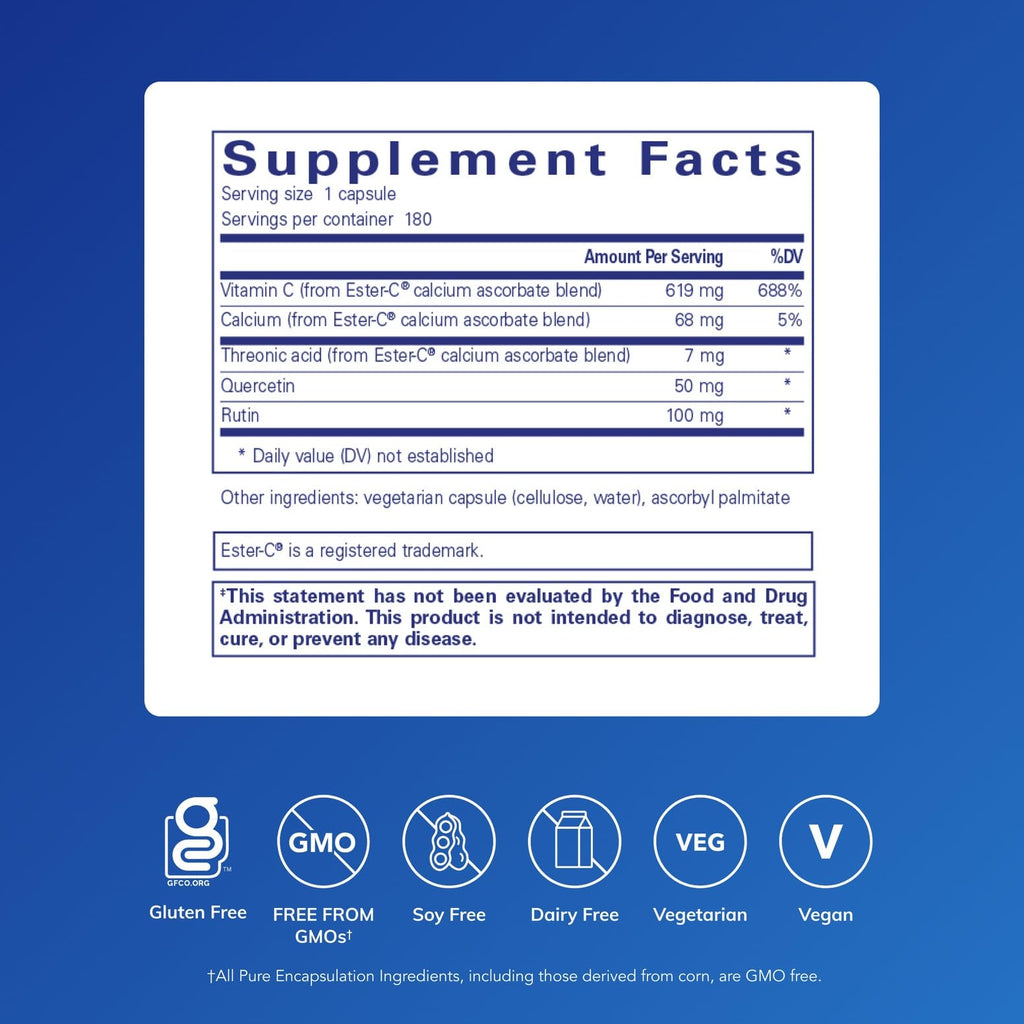 Pure Encapsulations Ester-C & Flavonoids - 180 Capsules - image 2