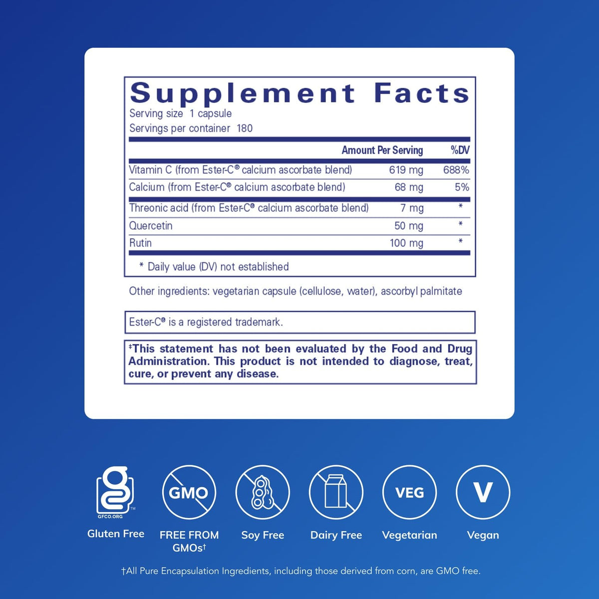 Pure Encapsulations Ester-C & Flavonoids - 180 Capsules - image 2
