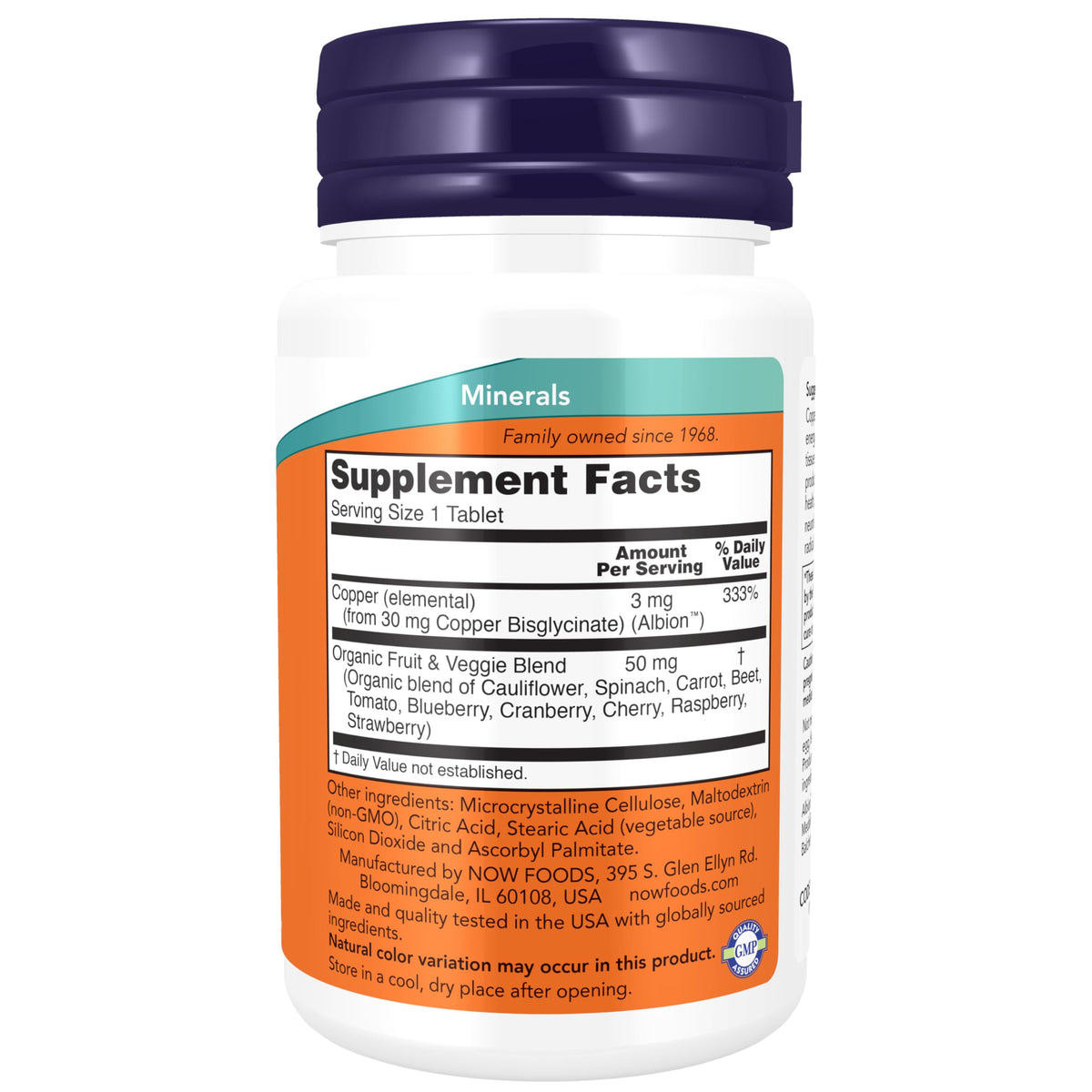 NOW Copper Glycinate 3 mg with Albion Copper - 120 Tablets - image 2