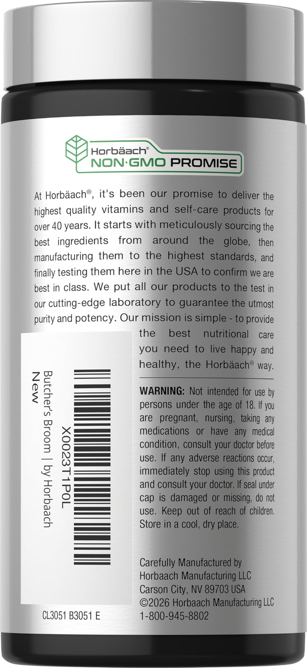 Horbäach Butchers Broom Extract - 120 Capsules - image 3