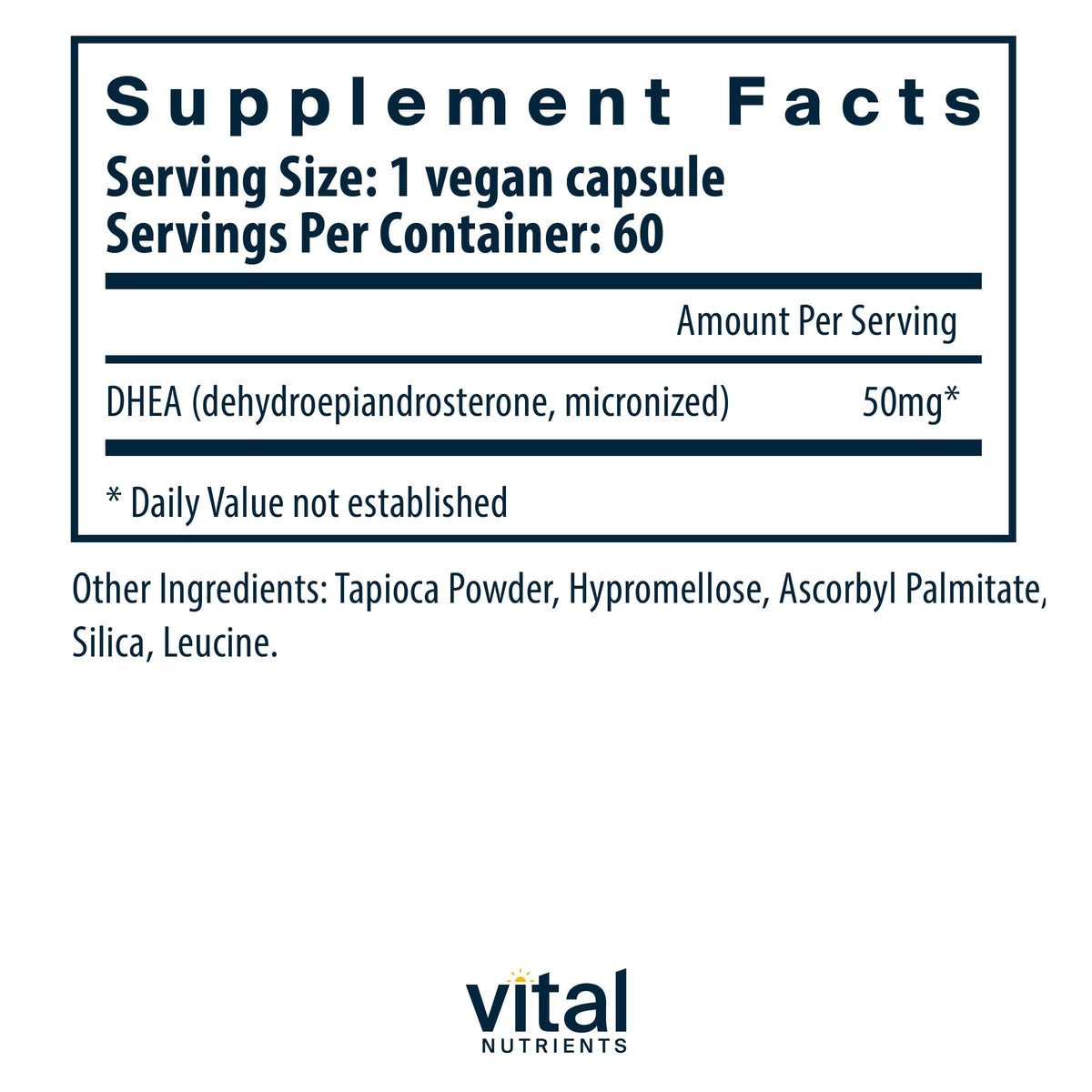 Vital Nutrients DHEA 50mg Hormone Balance - 60 Capsules - image 2