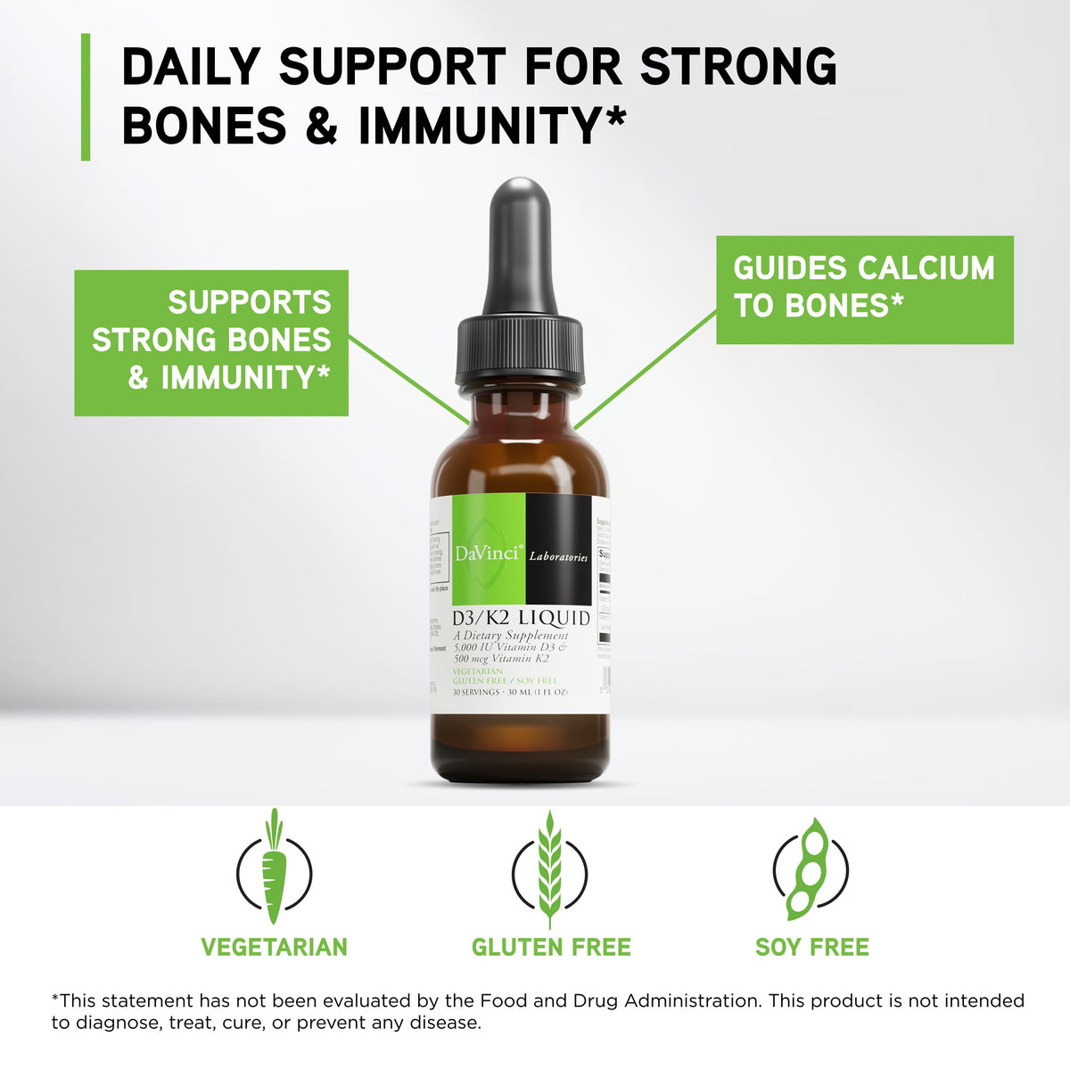 DAVINCI Labs D3/K2 Liquid Bone Health Support - 30 Servings - image 3