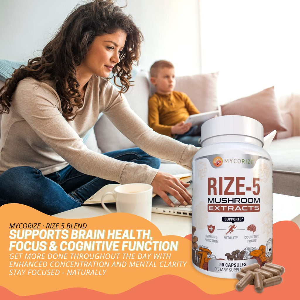 Mycorize Rize 5 Mushroom Supplement Immune Support - 90 Capsules - image 3