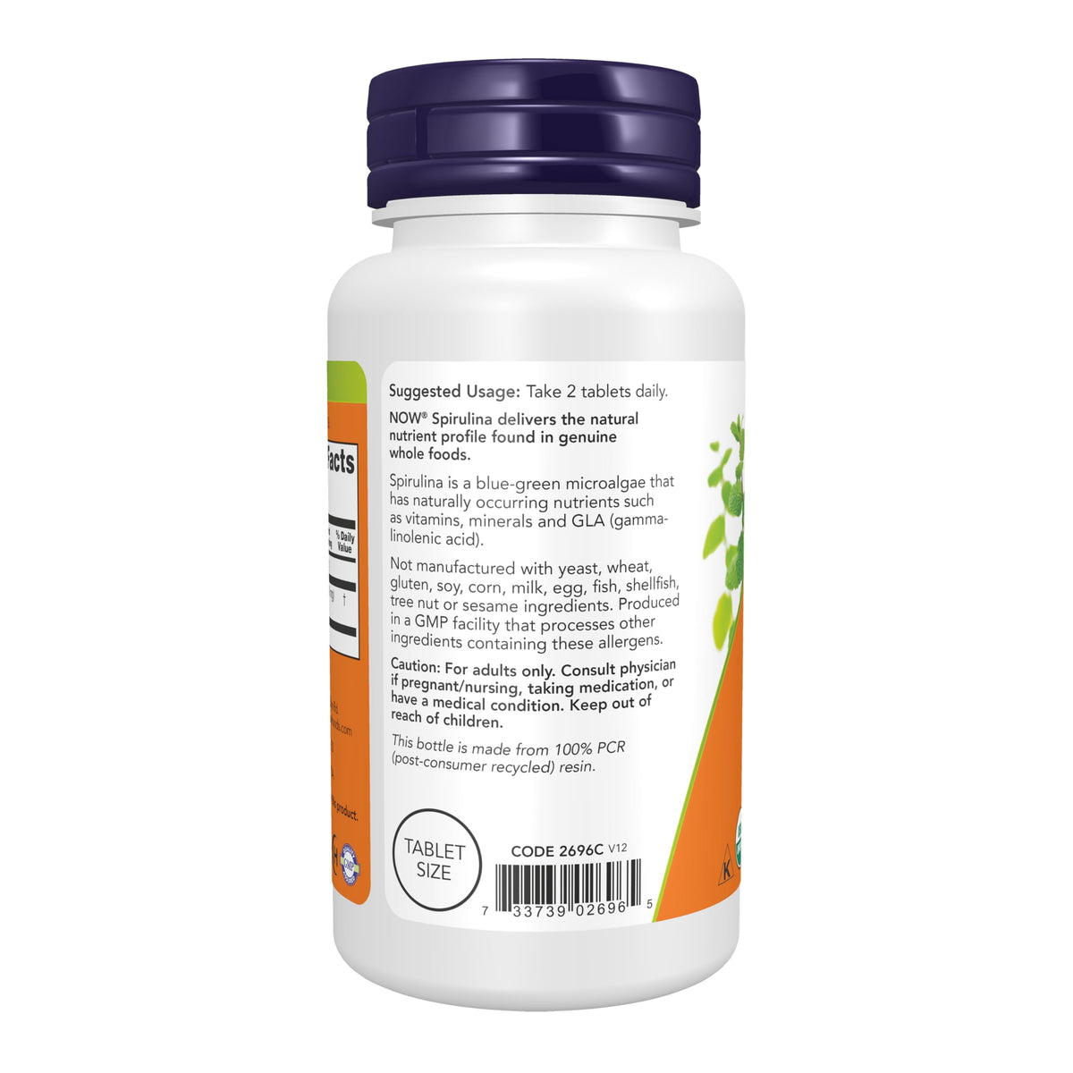 Now Supplements, Organic Spirulina 500 mg with Vitamins, Minerals