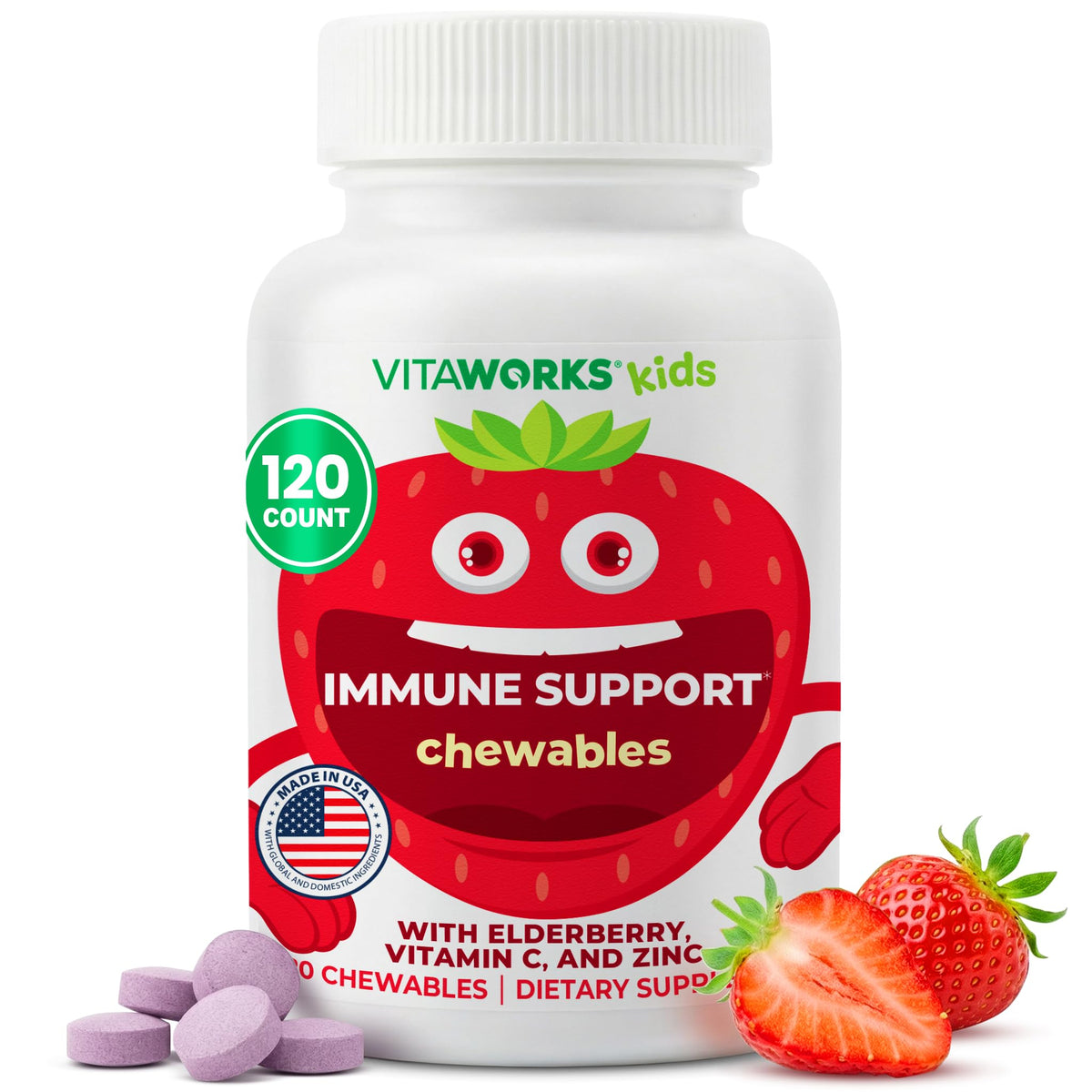 VitaWorks Kids Immune Support Chewable Tablets Mixed Berry - 120 Count