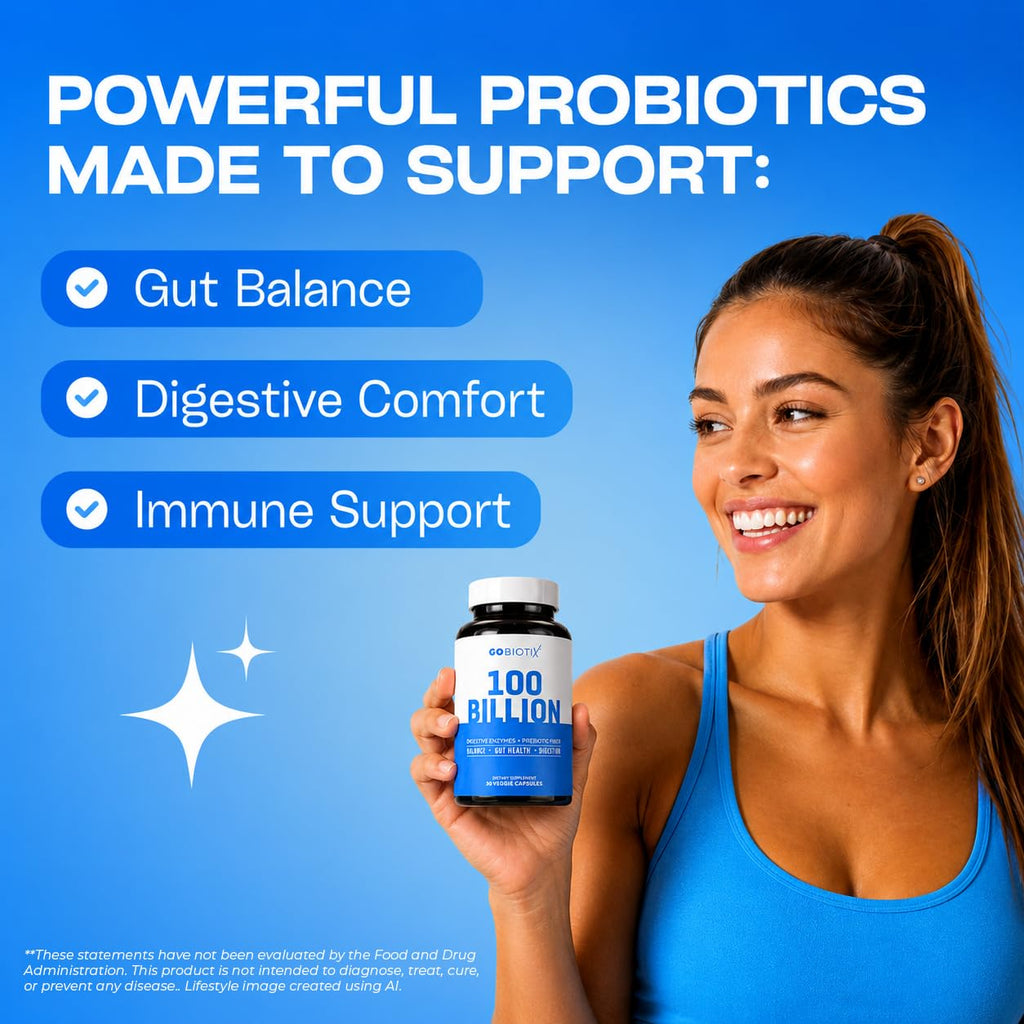 GOBIOTIX 100 Billion Digestive Enzymes Probiotics - 30 Capsules - image 3