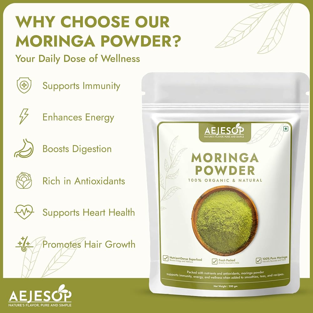 AEJESOP Organic Moringa Oleifera Leaf Powder - 7 oz - image 3