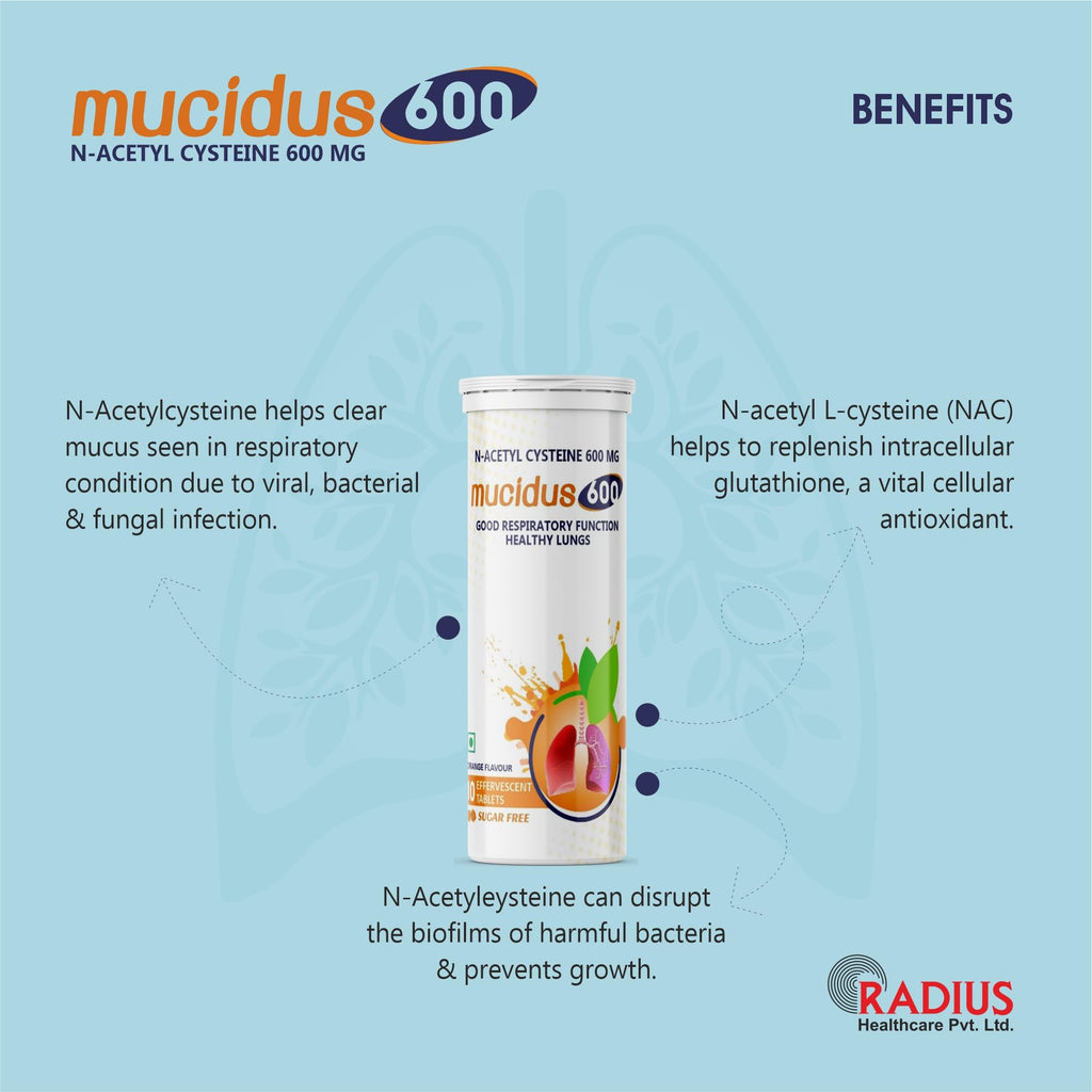 Radiplex Mucidus N-Acetylcysteine 600 mg Effervescent Tablets - 30 Count - image 6