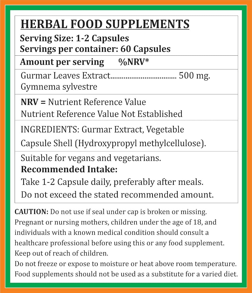 Satya Naturals Gurmar Forte Capsules 500 mg. 60 Veg. Capsule
