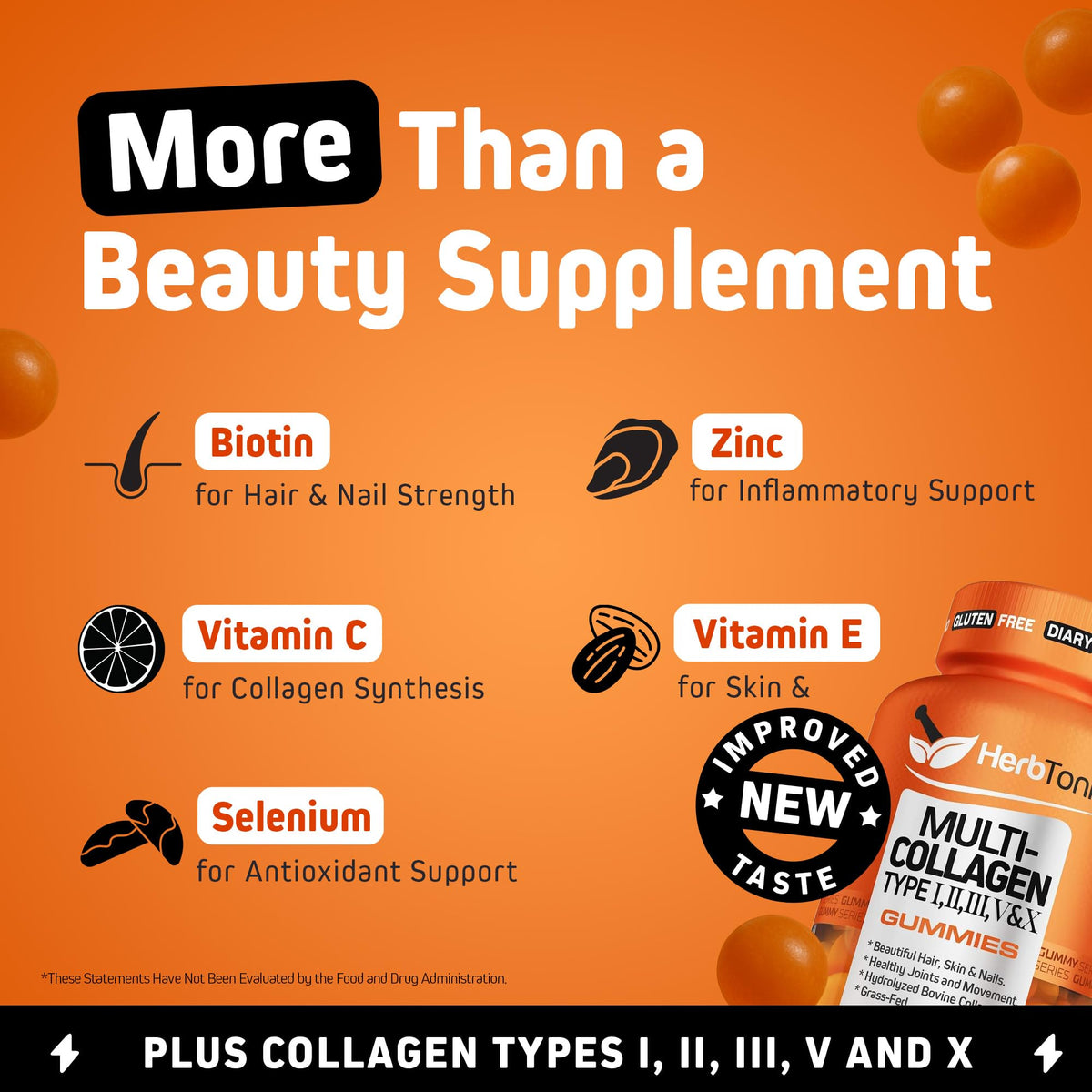 Herbtonics Multi Collagen Peptides Gummies for Women & Men - 60 Gummies - image 3