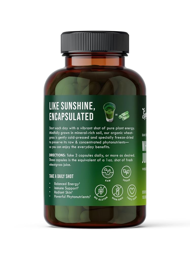 Sproutman Organic Wheatgrass Juice Powder - 150 Vegetarian Capsules - image 2