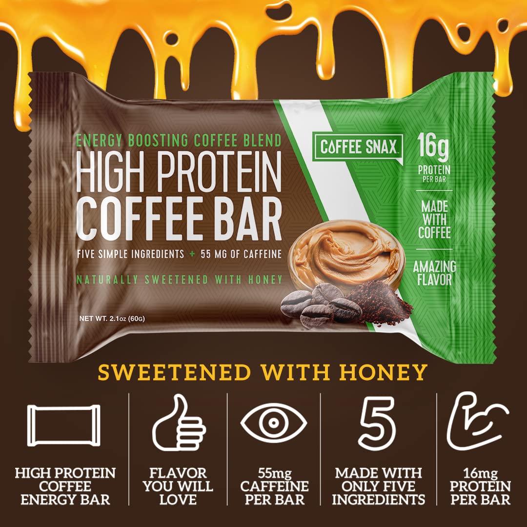 Coffee Snax Protein Coffee Energy Bar Peanut Butter - 12 Count - image 3
