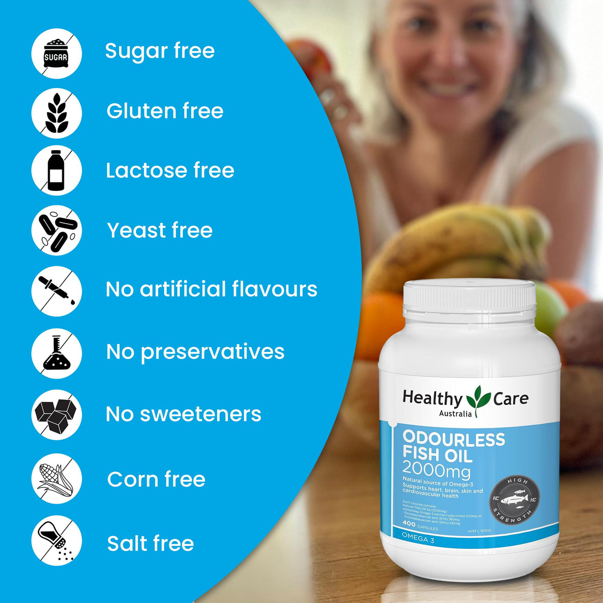 Healthy Care Odourless Fish Oil 2000mg - 400 Softgels - image 5