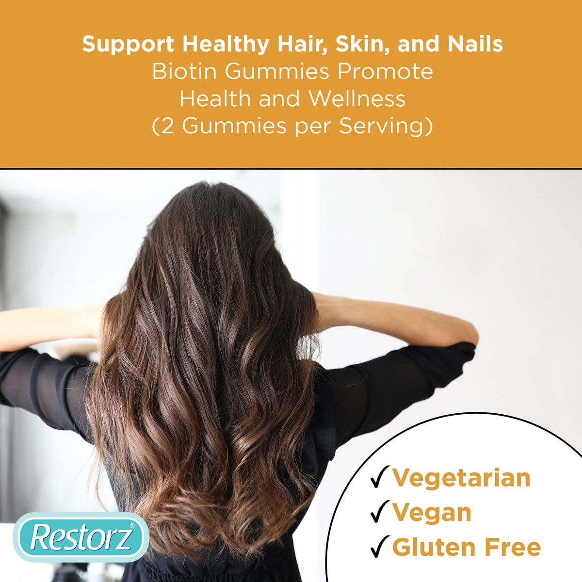 Restorz Hair, Skin, and Nails Biotin Gummy Vitamins - 12-Pack - image 4