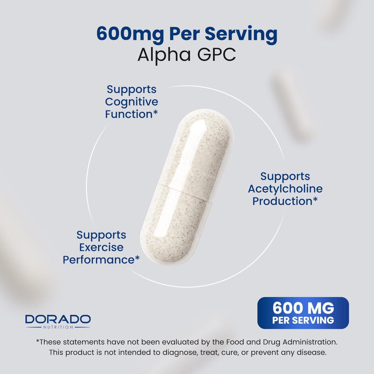 Dorado Nutrition Alpha GPC Choline 600mg - 120 Capsules - image 4
