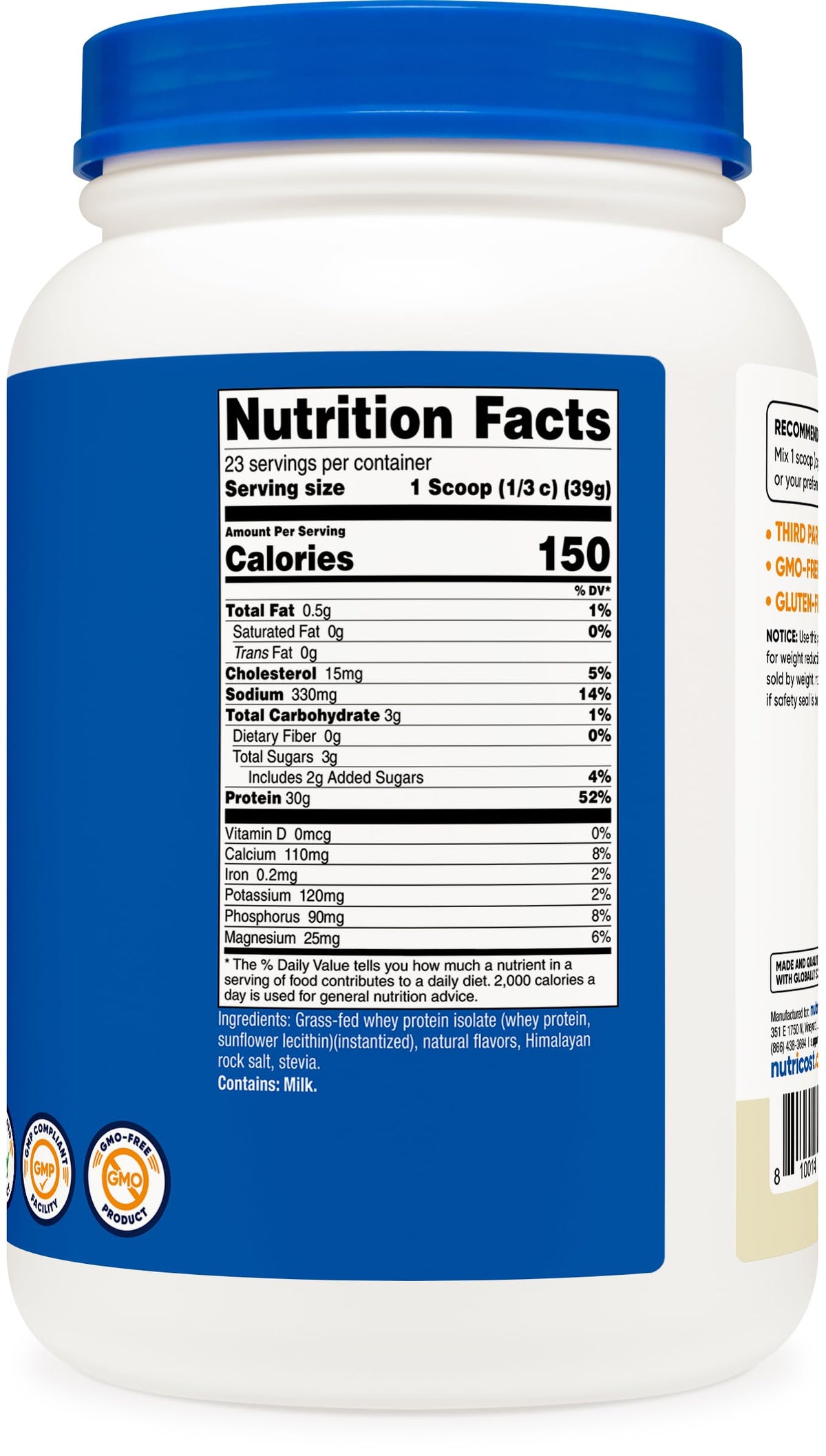 Nutricost Grass-Fed Whey Protein Isolate - Non-GMO