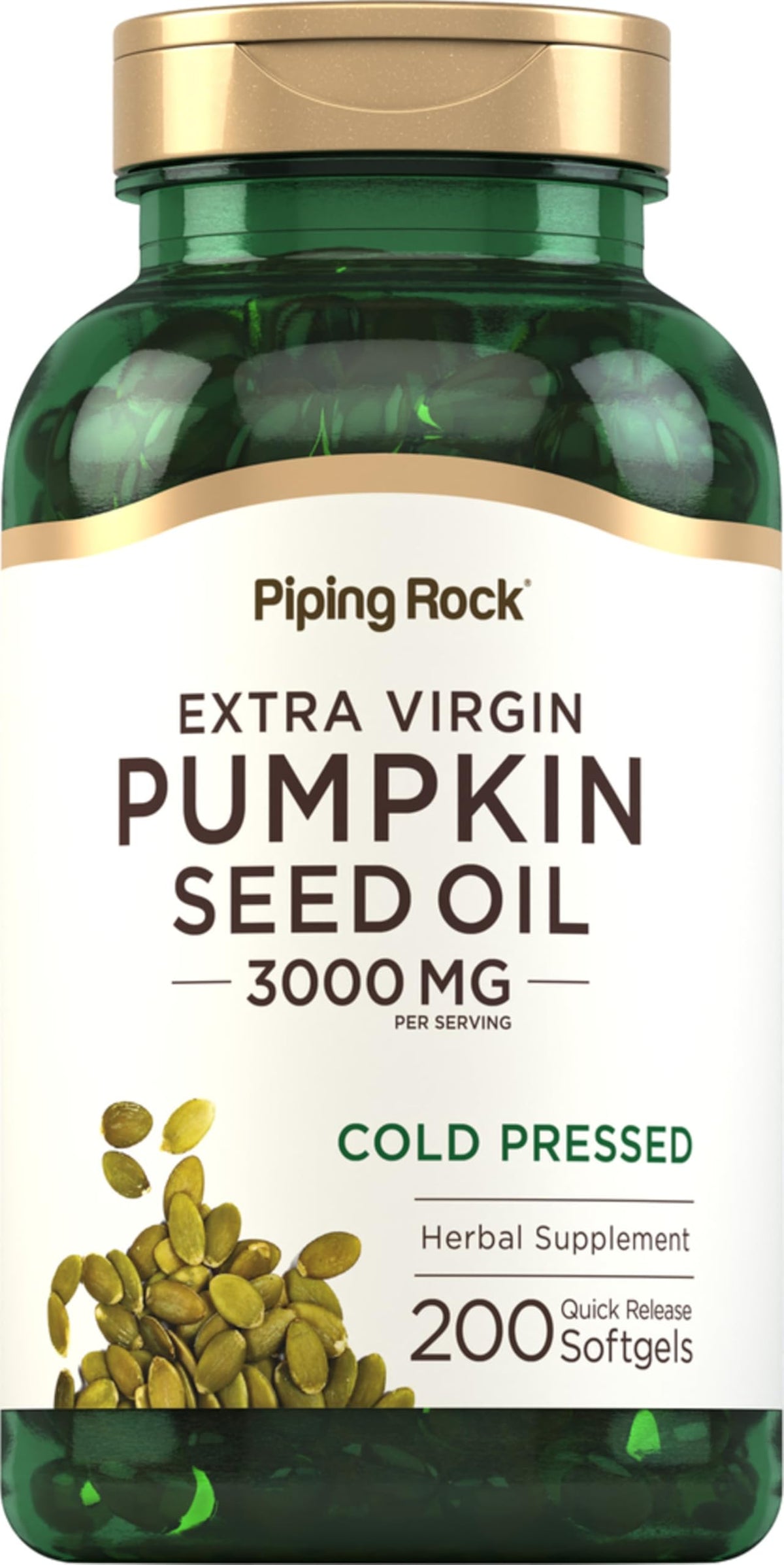 Piping Rock Pumpkin Seed Oil Softgel Capsules - 200 Count