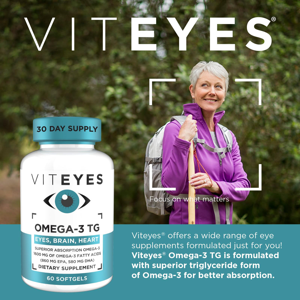 Viteyes Omega-3 TG Supports Eye & Heart Health - 60 Softgels - image 2