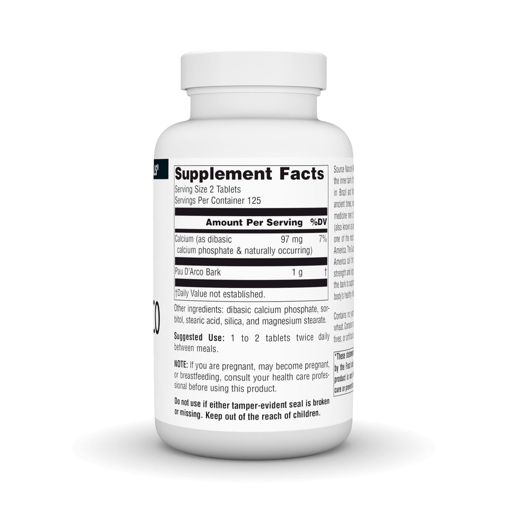 Source Naturals Pau D'Arco 500mg - 250 Tablets - image 3