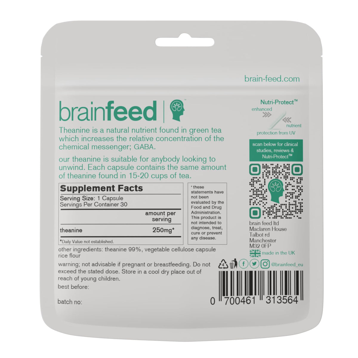 brain feed Natural L Theanine Capsules
