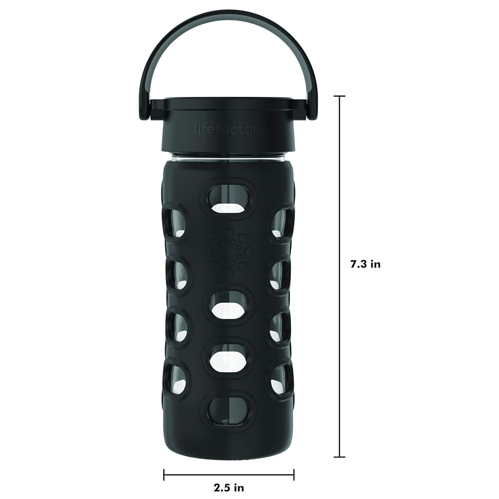 Lifefactory 12oz Glass Water Bottle with Classic Chug Cap - Onyx Black - image 3