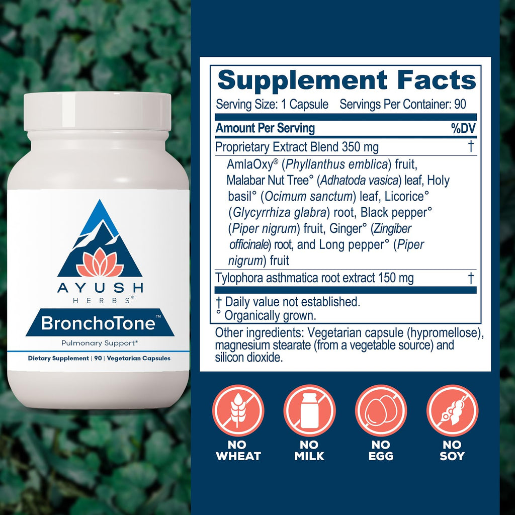 Ayush Herbs Bronchotone Bronchial Support - 90 Capsules - image 3