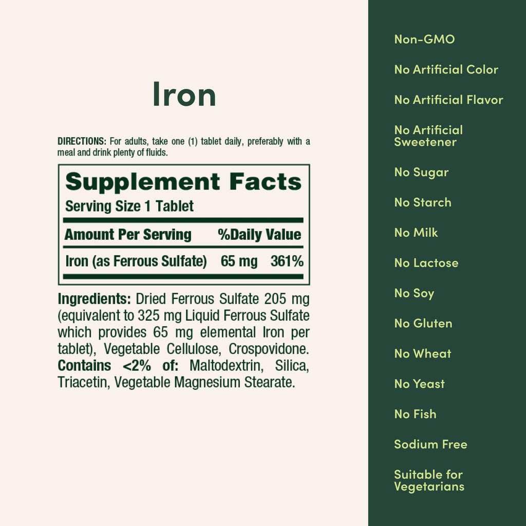 Nature's Bounty Iron 65mg - 100 Tablets - image 5