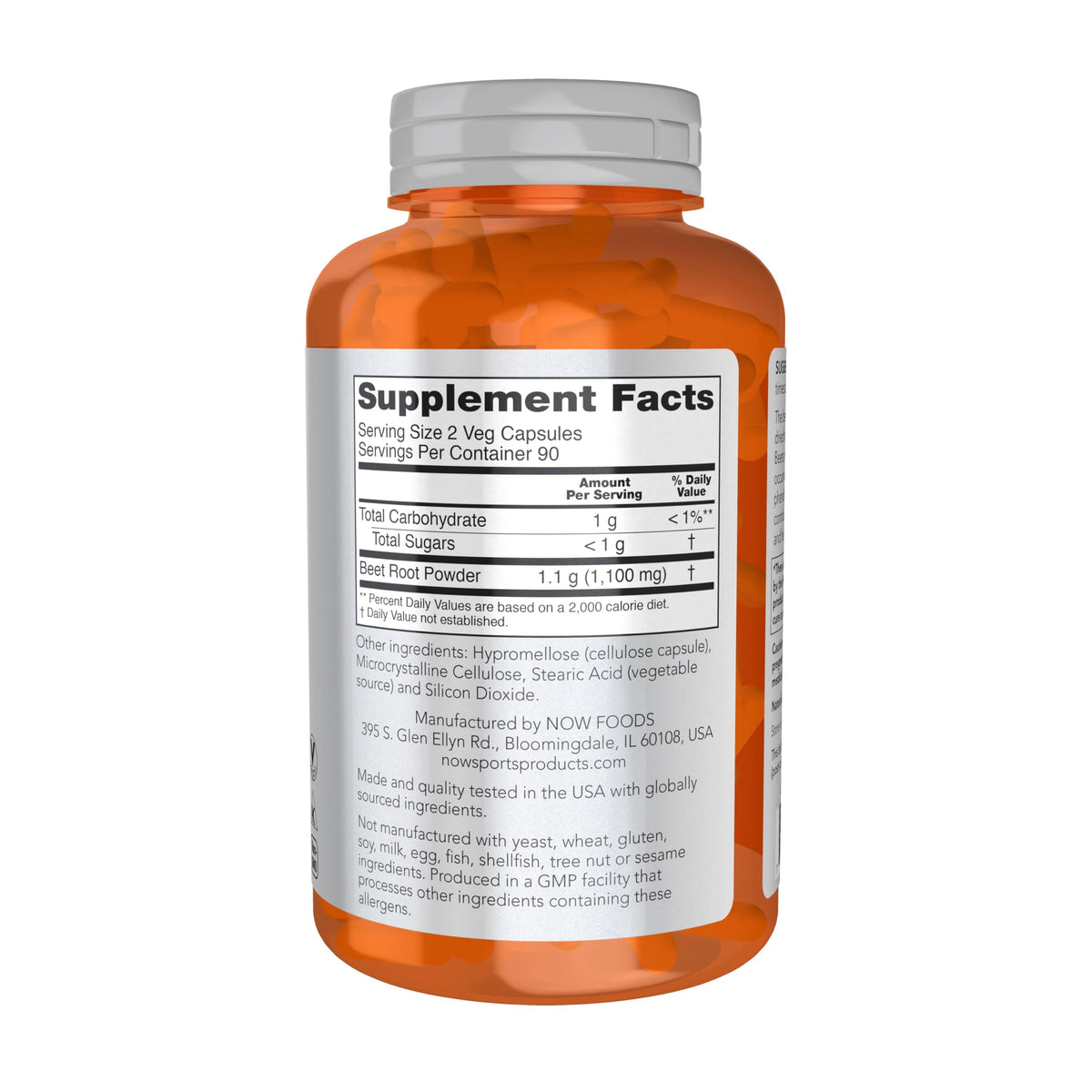 NOW Sports Beet Root 550 mg Immune Support - 180 Vegetarian Capsules - image 2