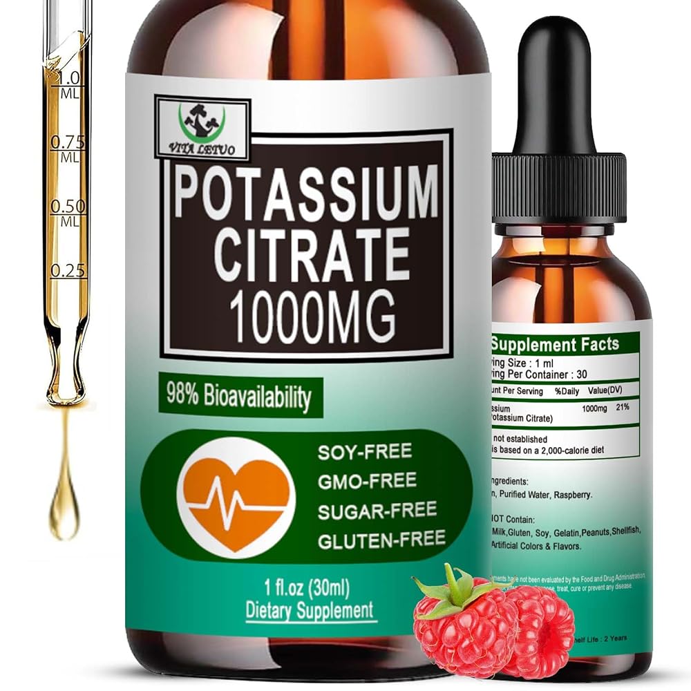 Vita letuo Potassium Citrate Liquid Drops 1000mg - 30 Servings