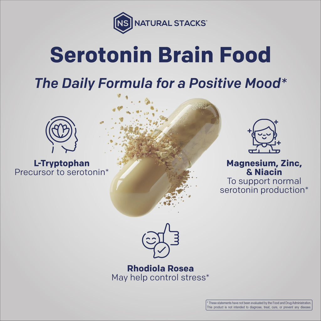 Natural Stacks Serotonin Brain Food Mood Support - 60 Capsules - image 5