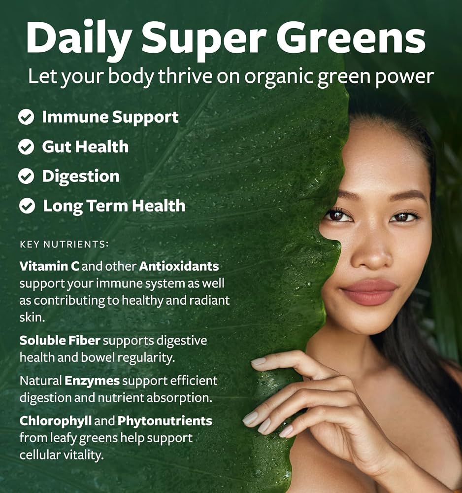 Healths Harmony USDA Organic Greens Powder Convenient Pills