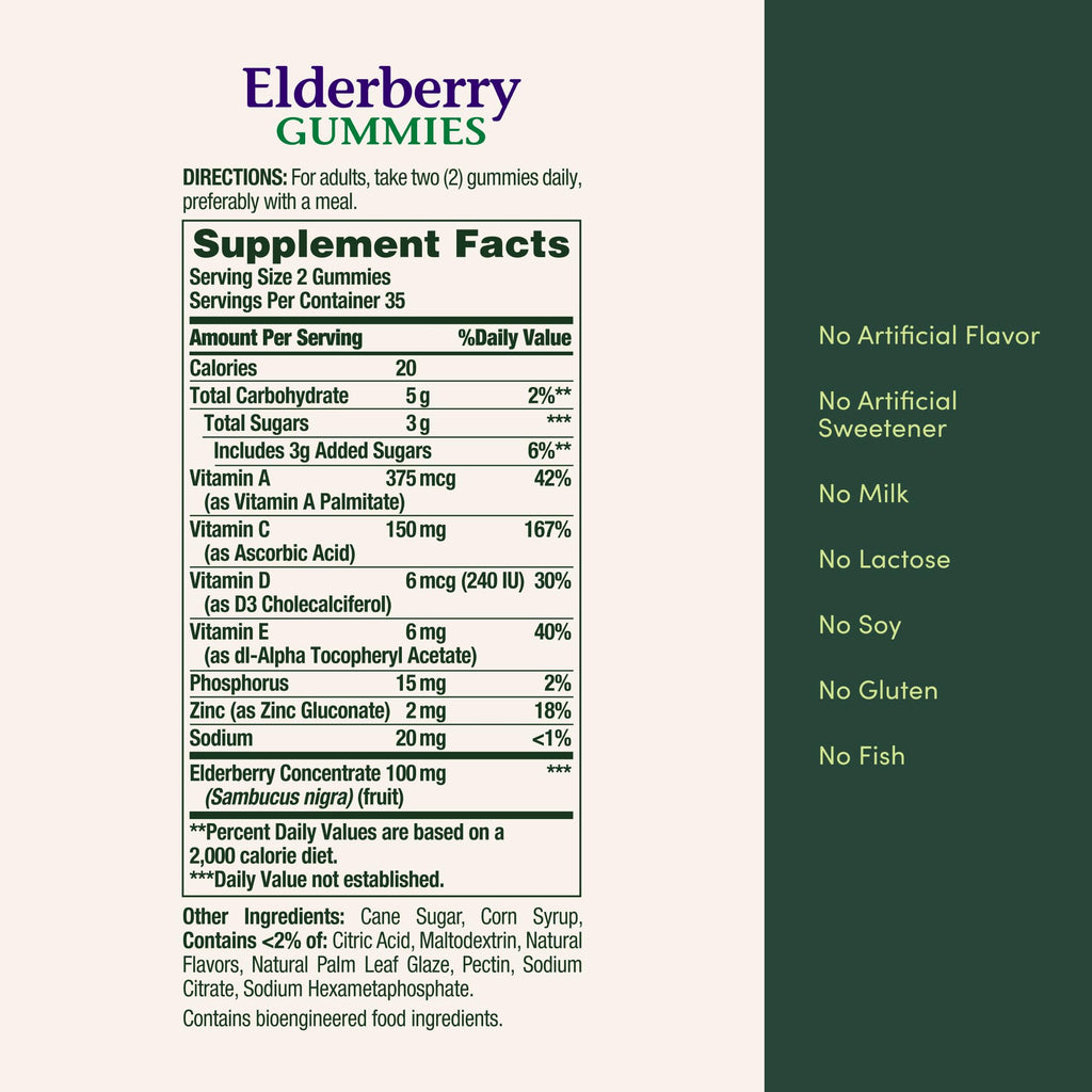 Nature's Bounty Flavored Gummy Elderberry Immune Health 100mg Bottle