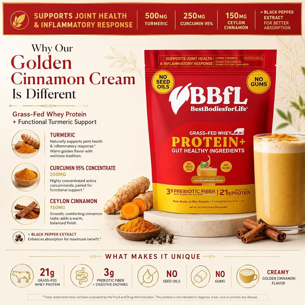 BBfL Grass-Fed Whey Protein Shake with Turmeric - 15 Servings - image 4