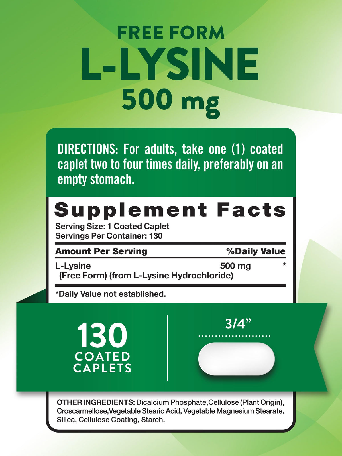 Nature's Truth L-Lysine 500mg - 130 Caplets - image 2