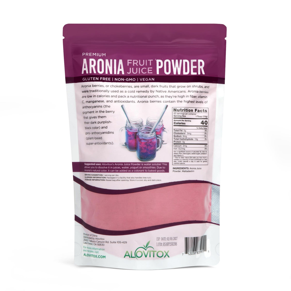 Alovitox Aronia Berry Powder Antioxidant Superfood - 16 oz - image 2