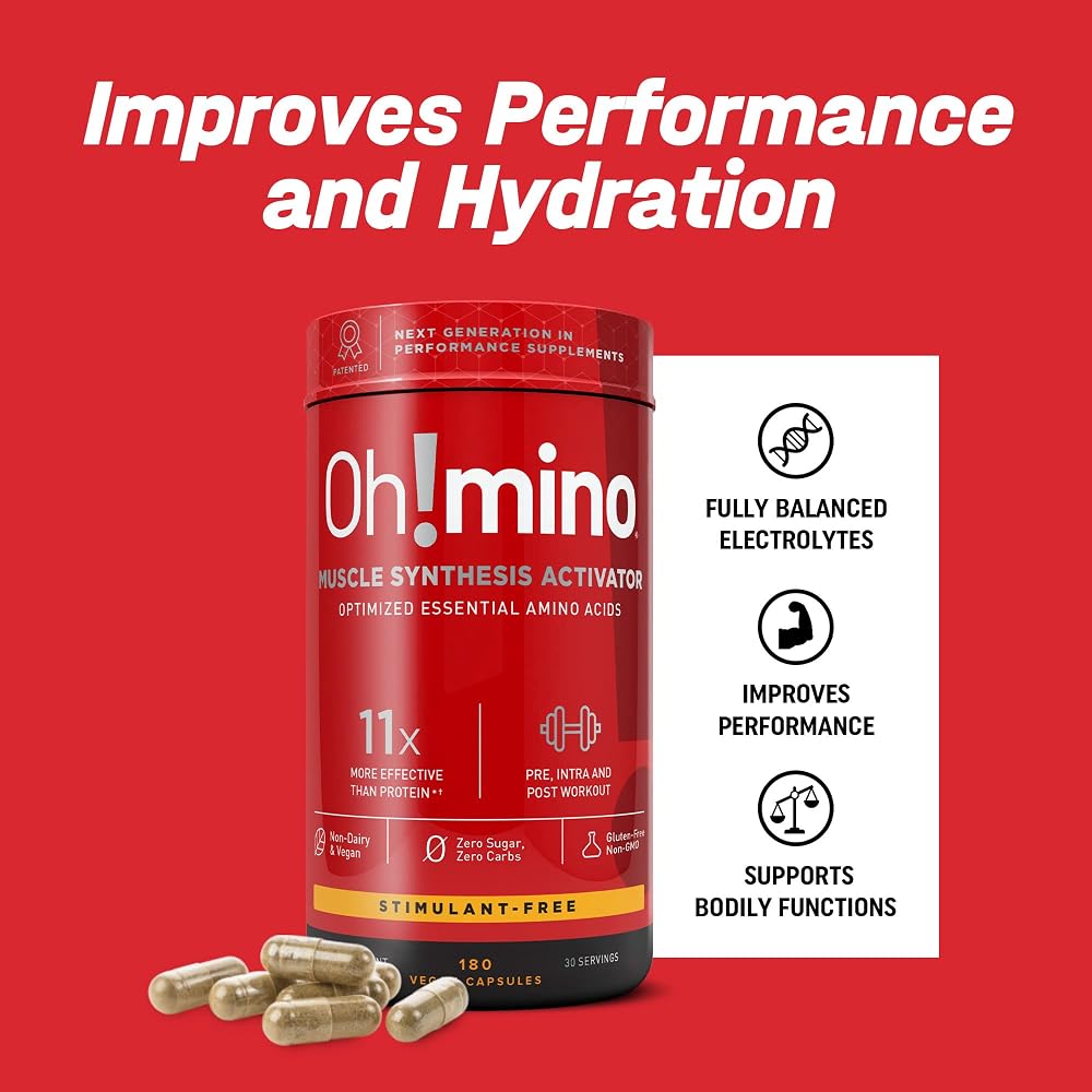Oh!mino BCAA + EAA Amino Acid Supplement Stimulant-Free - 180 Capsules - image 6