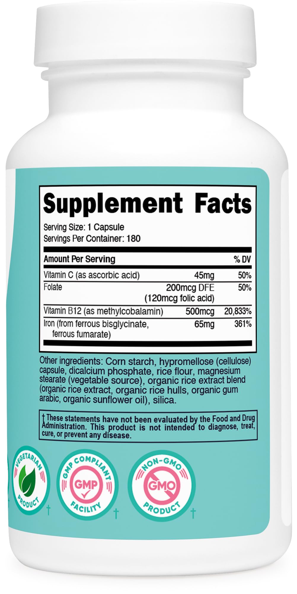 Nutricost Iron for Women 65mg - 180 Vegetarian Capsules - image 5