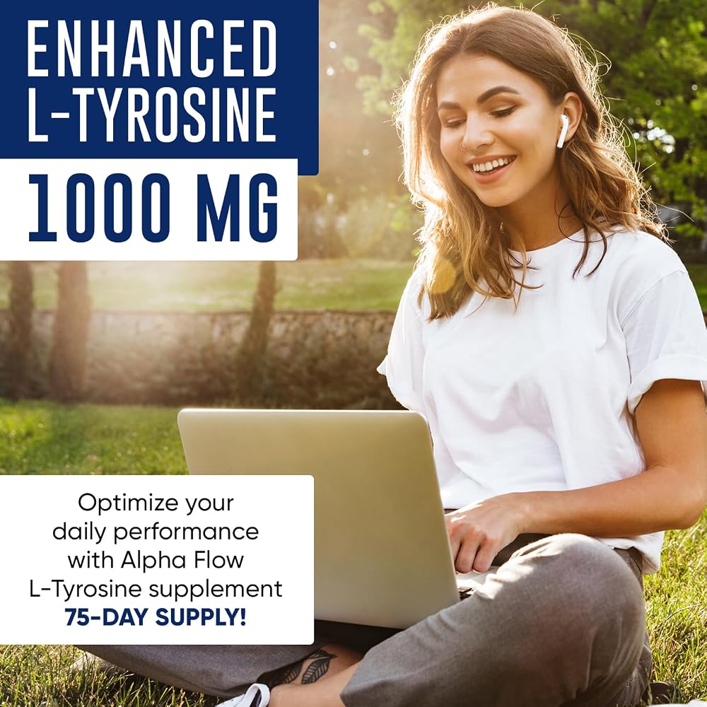 Alpha Flow L-Tyrosine 1000mg Vegan Capsules - 300 Count - image 4