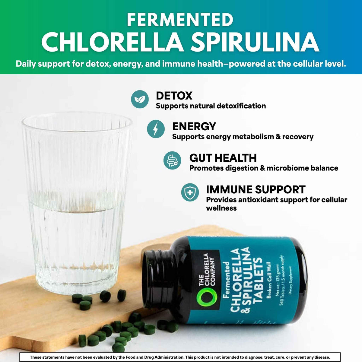 The Chlorella Company Fermented Chlorella & Spirulina Tablets - 1080 Count - image 3