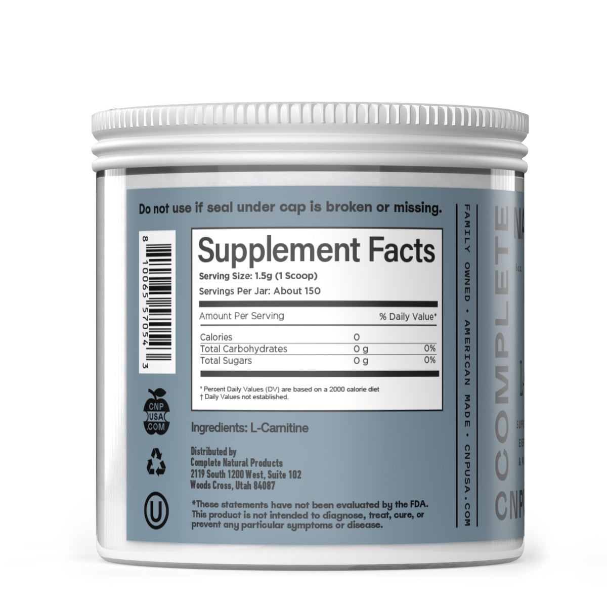 Complete Natural Products Pure L-Carnitine Powder - 8oz (227g) - image 3