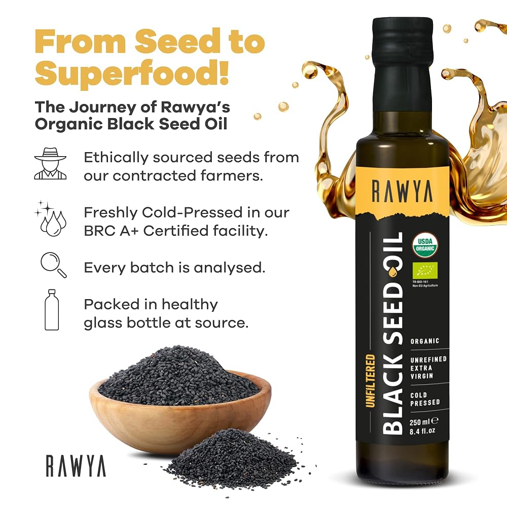 RAWYA Black Seed Oil - Organic Cold Pressed Nigella Sativa - Turkish - image 3
