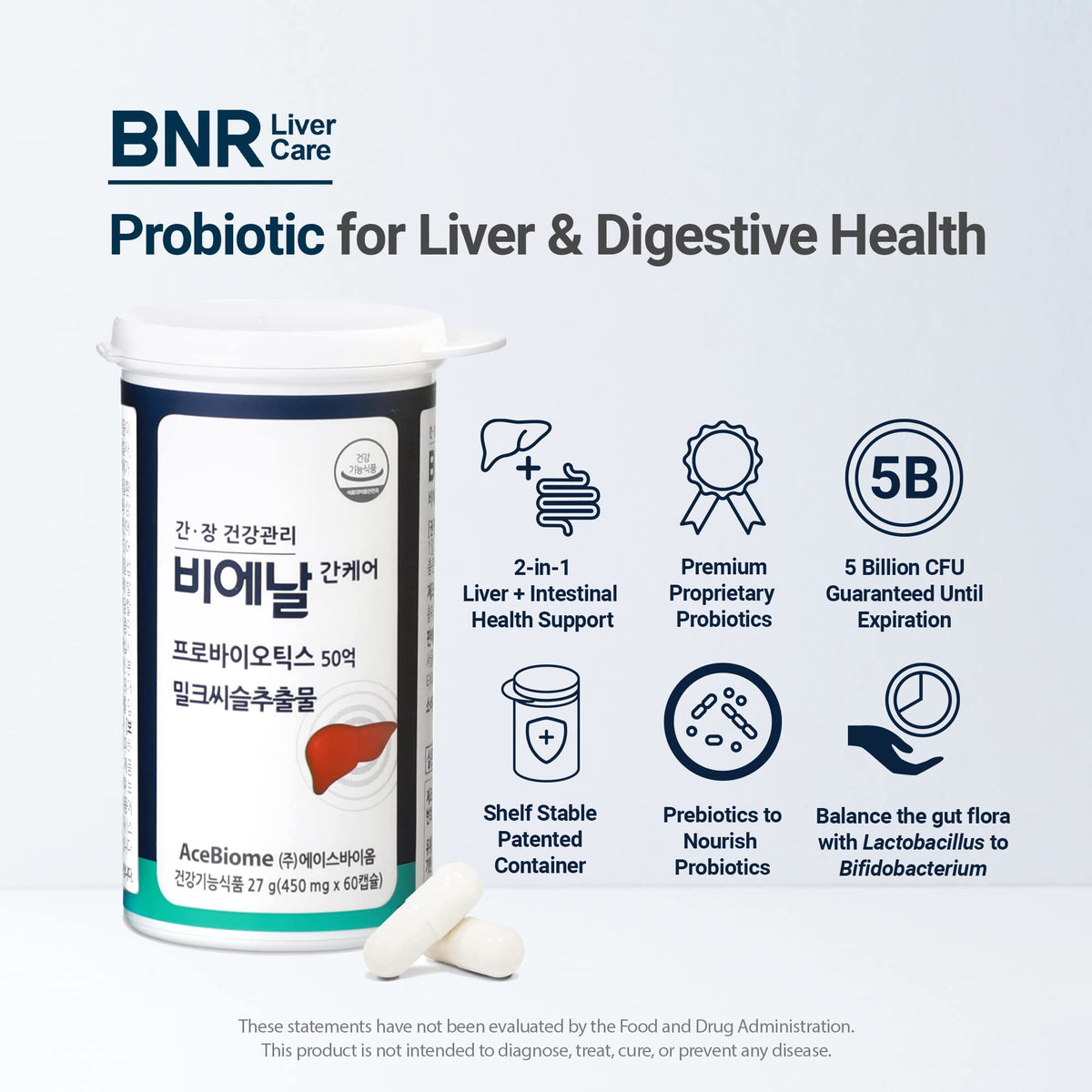 AceBiome BNR Liver Care Milk Thistle Probiotics - 60 Capsules - image 2