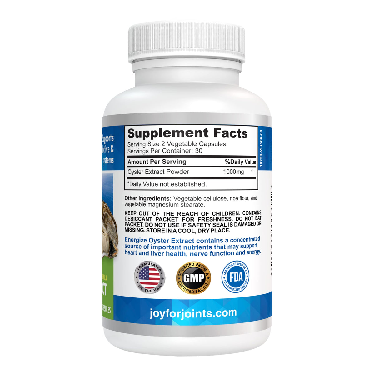 LifeSpan Pure Oyster Extract Supplement for Energy - 60 Vegetarian Capsules - image 2