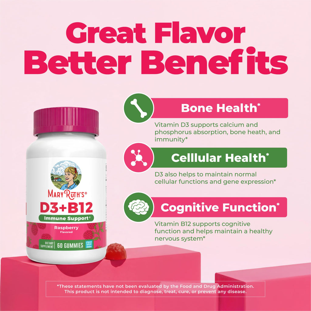 MARYRUTH'S Vitamin D3 + B12 Gummies for Ages 4+ - 60 Servings - image 4