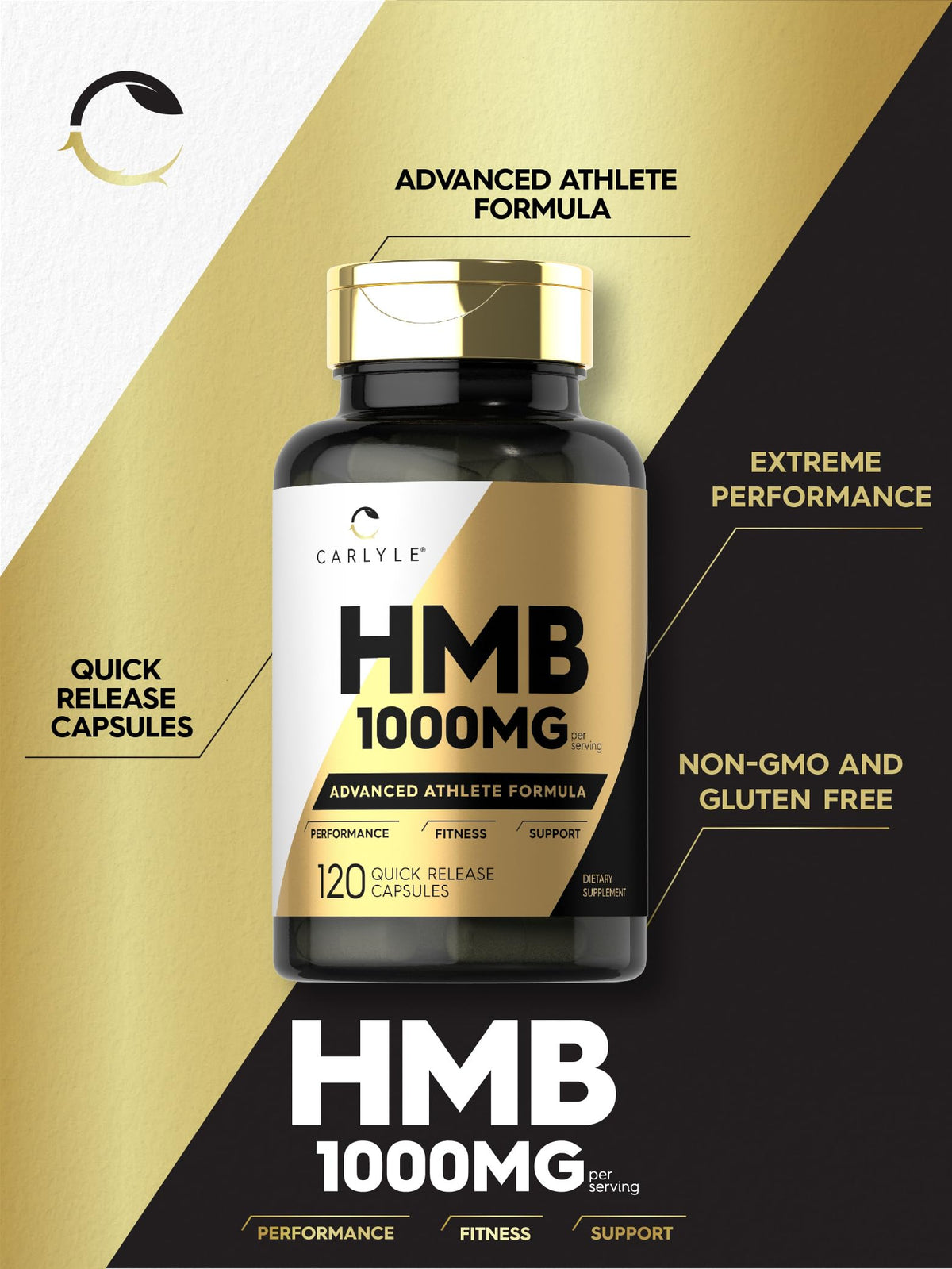 Carlyle HMB Supplement for Men & Women 1000 mg - 120 Capsules - image 3