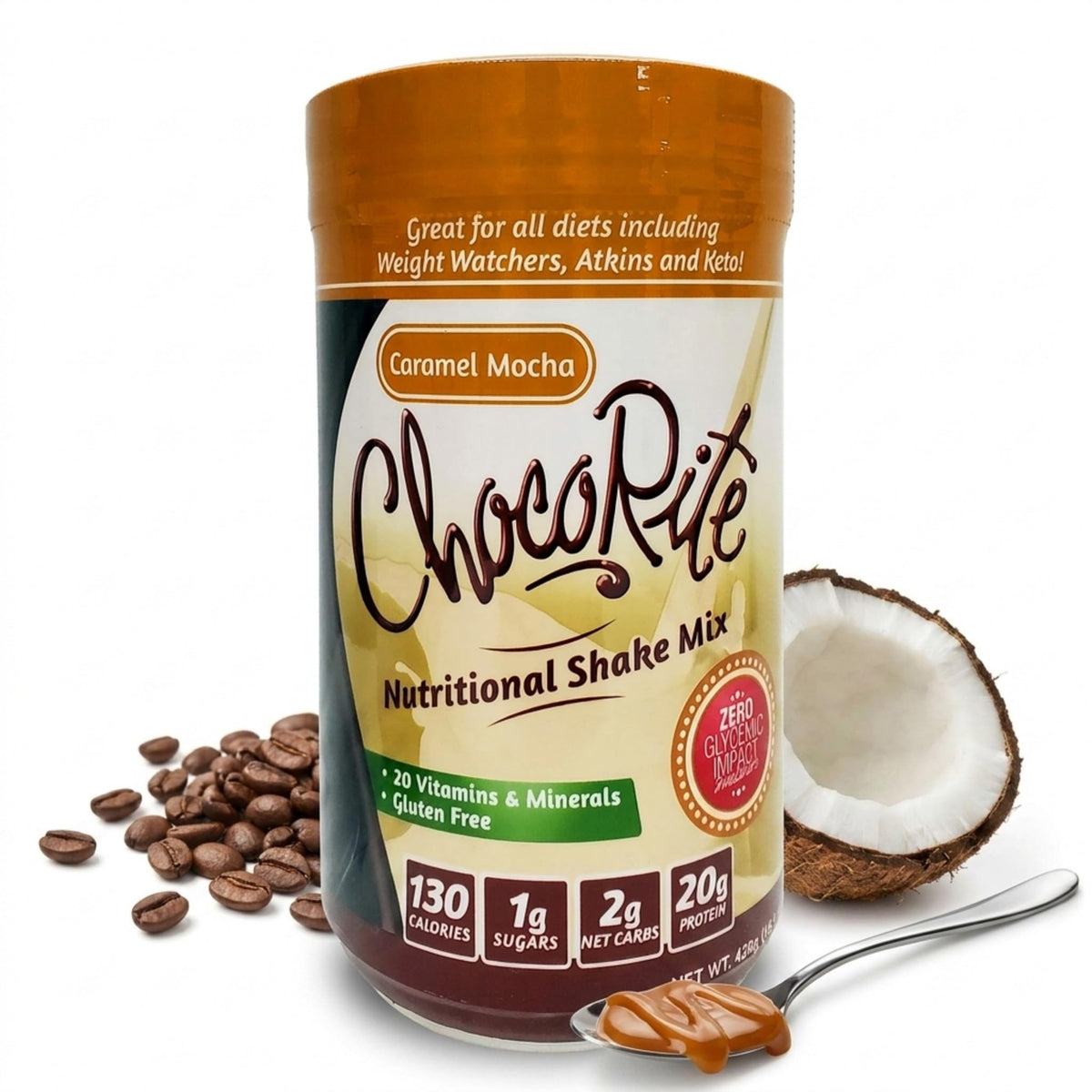 ChocoRite Caramel Mocha Protein Shake Mix - 14.7 oz